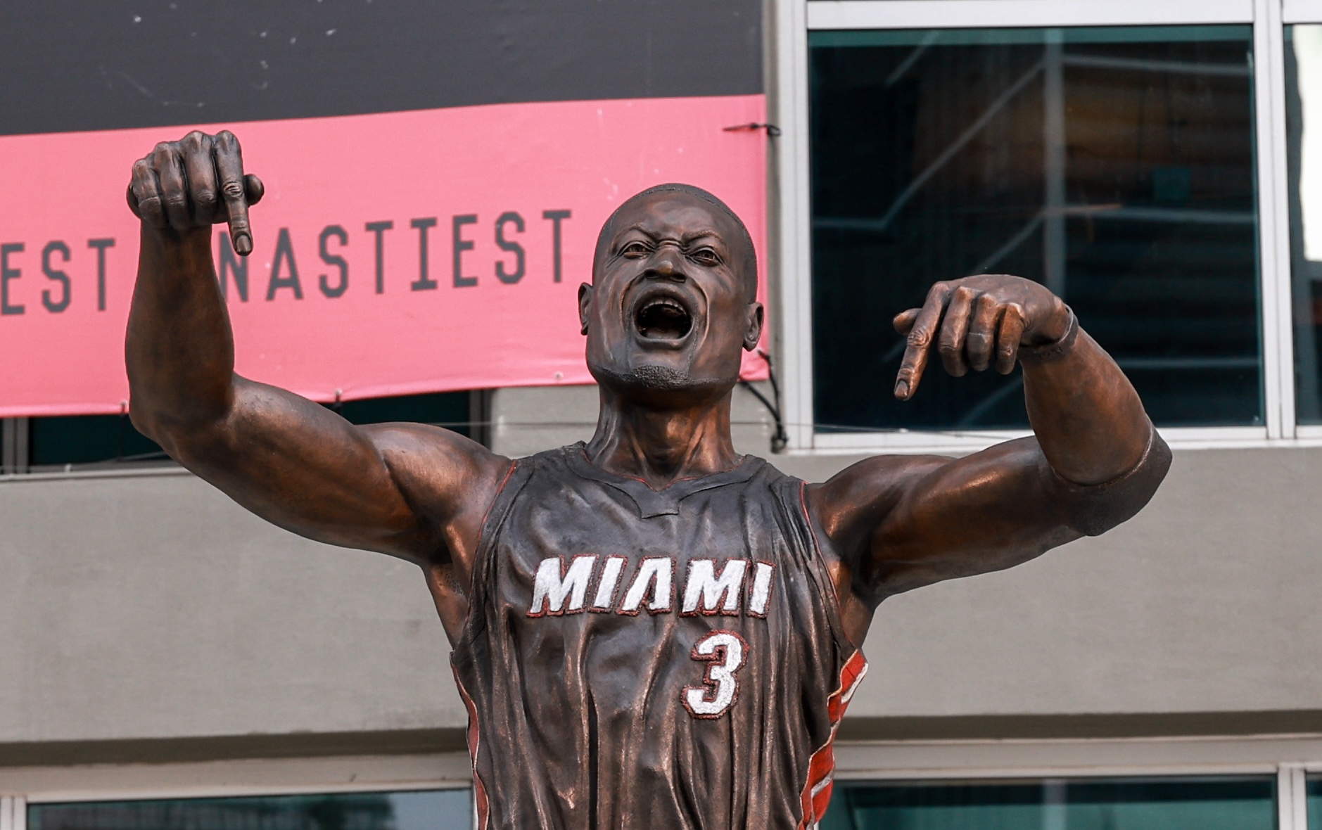 A statue of Dwyane Wade, the first in Heat history outside of the Kaseya Center