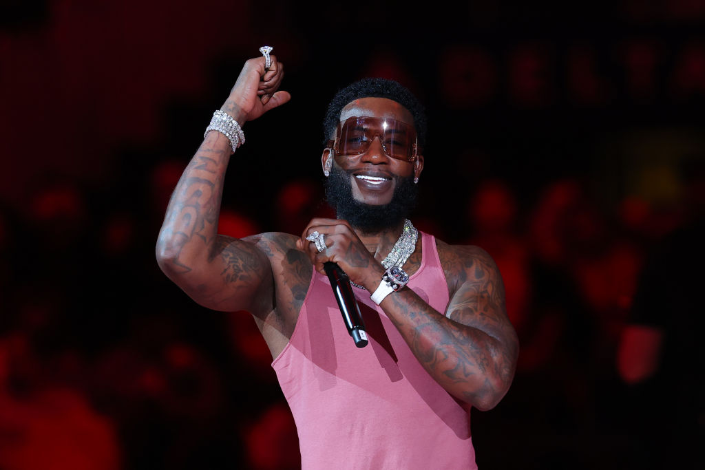 Gucci Mane performs at Brooklyn Nets v Atlanta Hawks