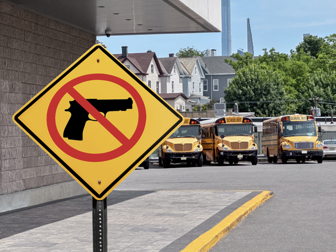 "Stop gun violence" traffic sign