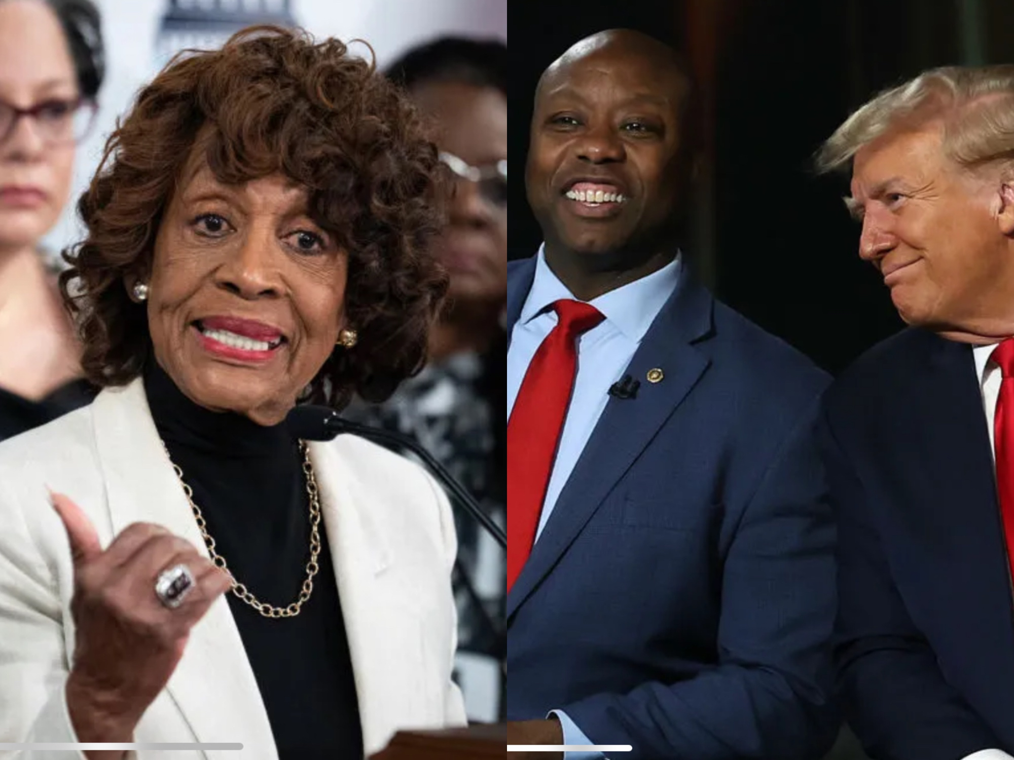 Maxine Waters Tim Scott Donald Trump