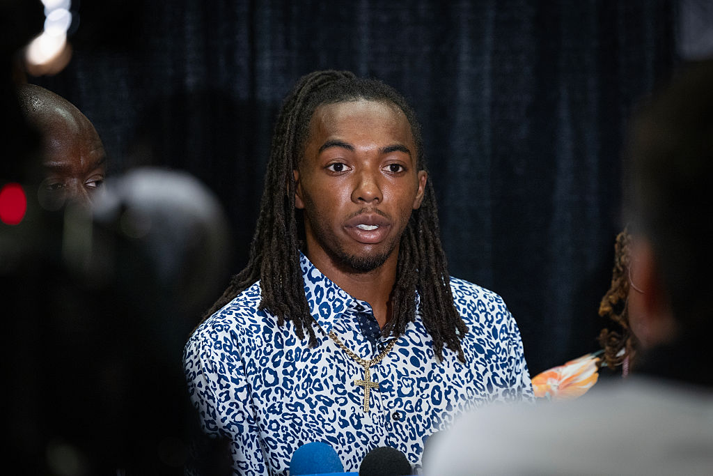 William McNeil Jr. speaks at News Conference Held Surrounding Police Assault Victim William McNeil Jr. In Chicago
